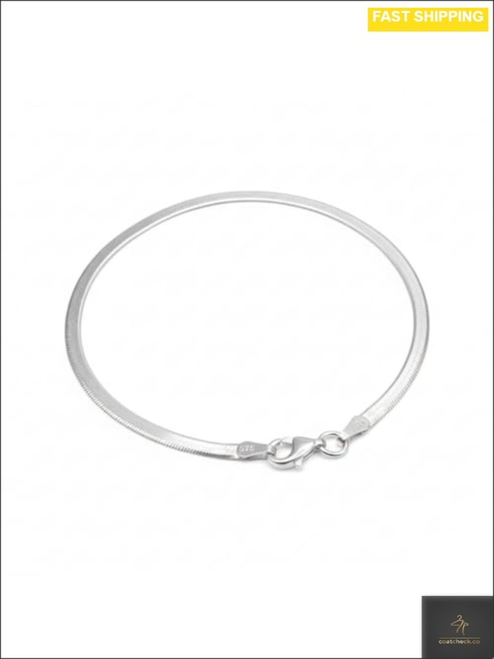 925 Sterling Silver Herringbone Bracelet 3mm Flat Snake Chain Women
